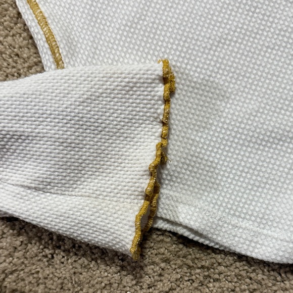 Free People White Long Sleeve Top with Gold Trim - Picture 4 of 4